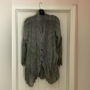Cynthia Ashby black/gray linen top/jacket, S/M